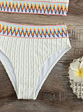 Skew Collar High Waist Swimsuit Elastic Bikini Set L2312