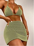 Backless Bandage Bikini Sets with Cover Up Skirt L2314