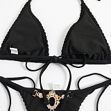 Sexy Halter Bandage Two-piece Swimsuit Triangle Bikini L2321