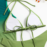Mesh Gradient Print Drawstring Dress 3 Piece Bikini Suit L2308