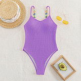 Solid Color Spaghetti Strap One Piece Bathing Suit M3060