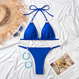Solid Color Bandage Bikini Thong Two-piece Swimsuit M3039