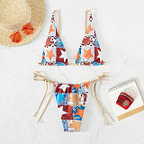 Beachwear Split Strap Thong Triangle Bikini Swimsuit M3043
