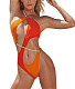 Color Patchwork Hollow Out One Piece Swimsuit M3066