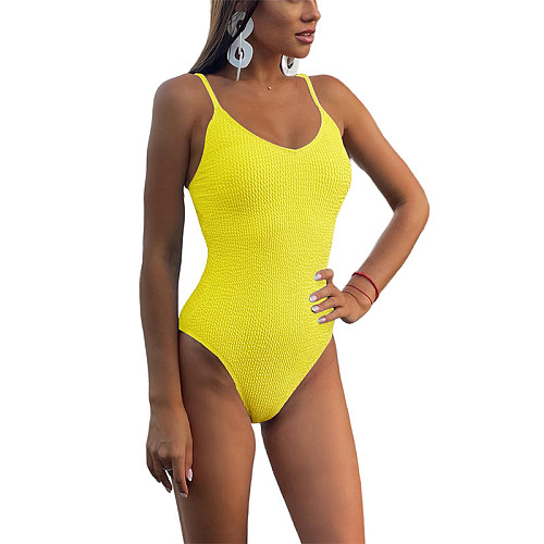 Solid Color Spaghetti Strap One Piece Bathing Suit M3060