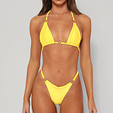 Solid Color Bandage Bikini Thong Two-piece Swimsuit M3039