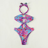Halter Backless Hollow Out One Piece Swimming Suit M3050
