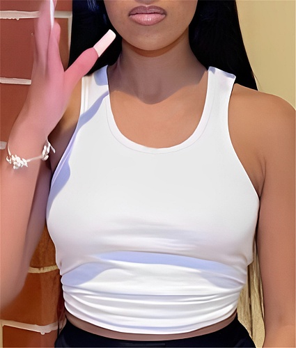 Solid Color Sleeveless All Match Basic Tank Tops MZD-3134