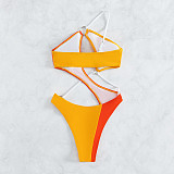 Color Patchwork Hollow Out One Piece Swimsuit M3066