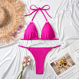 Solid Color Bandage Bikini Thong Two-piece Swimsuit M3039