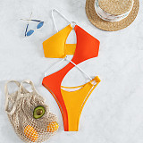 Color Patchwork Hollow Out One Piece Swimsuit M3066