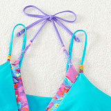 Sexy Patchwork Print Bikini Thong Beach Swimsuit M3048