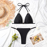 Solid Color Bandage Bikini Thong Two-piece Swimsuit M3039