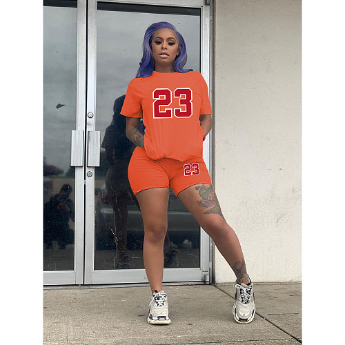 Summer Short Sleeve T Shirt Shorts Two Piece Set MZD-3111R6