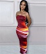 Strapless Print High Waist Bodycon Maxi Dresses BGN-282