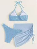 Halter Bathing Suit Mesh Skirt 3 Pieces Bikinis Set L22002