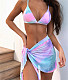 Tie Dye Print Bikini Cover Up Skirt 3 Piece Sets L22004
