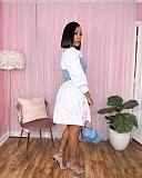 Chic Denim Lace Up Bra+Loose Shirt Dresses Set CY-7159