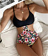 Floral Print Patchwork Hollow Out One Piece Bathing Suit TL2201