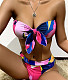 Color Patchwork Split Bikini Beach Swimsuit LY21007