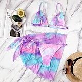Tie Dye Print Bikini Cover Up Skirt 3 Piece Sets L22004