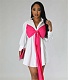 Long Sleeve Turn Down Collar Bow Tie Shirt Dresses XMY-9437