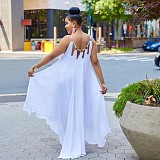 Solid Color Loose Sleeveless irregular Maxi Dresses BER-7053