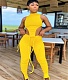 Sexy Sleeveless irregular Bandage 2 Piece Pants Set OQ-0180