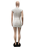 Sexy Cut Out Sleeveless irregular White Dresses XT-8200