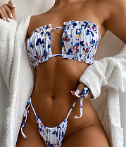 Beach Swim Wear Bandage Strapless Bikini Set 1977