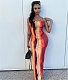 Tie Dye Print Spaghetti Strap Backless Maxi Dresses LSL-6518