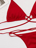 Bandage Bikini 2 Piece Solid Swimwear Bathing Suit B317Q