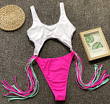 Sexy Hollow Out Tassel One Piece Swimming Suit 1973