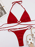 Bandage Bikini 2 Piece Solid Swimwear Bathing Suit B317Q