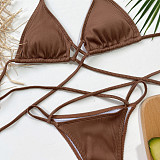 Bandage Bikini 2 Piece Solid Swimwear Bathing Suit B317Q