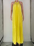 Halter Backless Pleated Loose Summer Dresses ANDI-1538