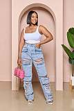 Streetwear Ripped Holes Loose Wide Leg Jeans LX-5536