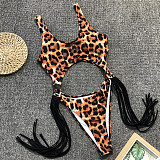 Sexy Hollow Out Tassel One Piece Swimming Suit 1973