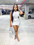 Sexy Cut Out Sleeveless irregular White Dresses XT-8200