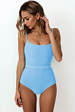 Solid Color Spaghetti Strap One Piece Swimwear 19139
