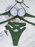 Solid Color Swimsuit High Waist Bandage Bikini B546K