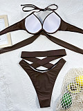 Solid Color Swimsuit High Waist Bandage Bikini B546K