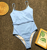 Solid Color Spaghetti Strap One Piece Swimwear 19139