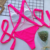 Low Cut Deep V Bandage One Piece Swimsuits B03
