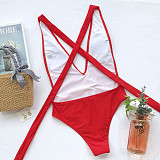 Low Cut Deep V Bandage One Piece Swimsuits B03