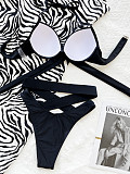 Solid Color Swimsuit High Waist Bandage Bikini B546K