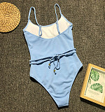 Solid Color Spaghetti Strap One Piece Swimwear 19139