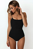 Solid Color Spaghetti Strap One Piece Swimwear 19139