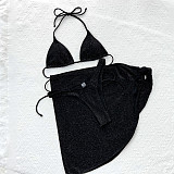 Triangle Halter Bathing Suit 3 Pieces Bikinis Set B879W