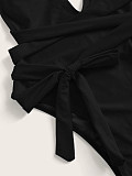 Low Cut Deep V Bandage One Piece Swimsuits B03